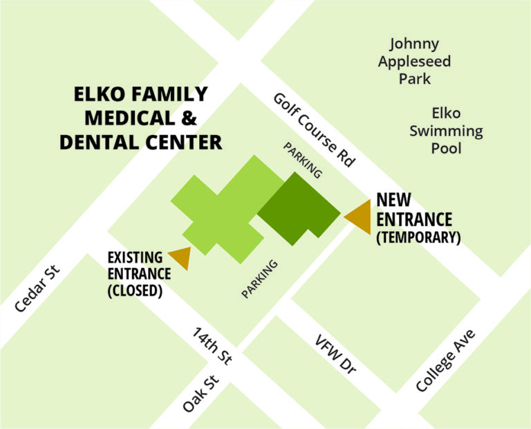 New temporary entrance at Elko Nevada Health Centers